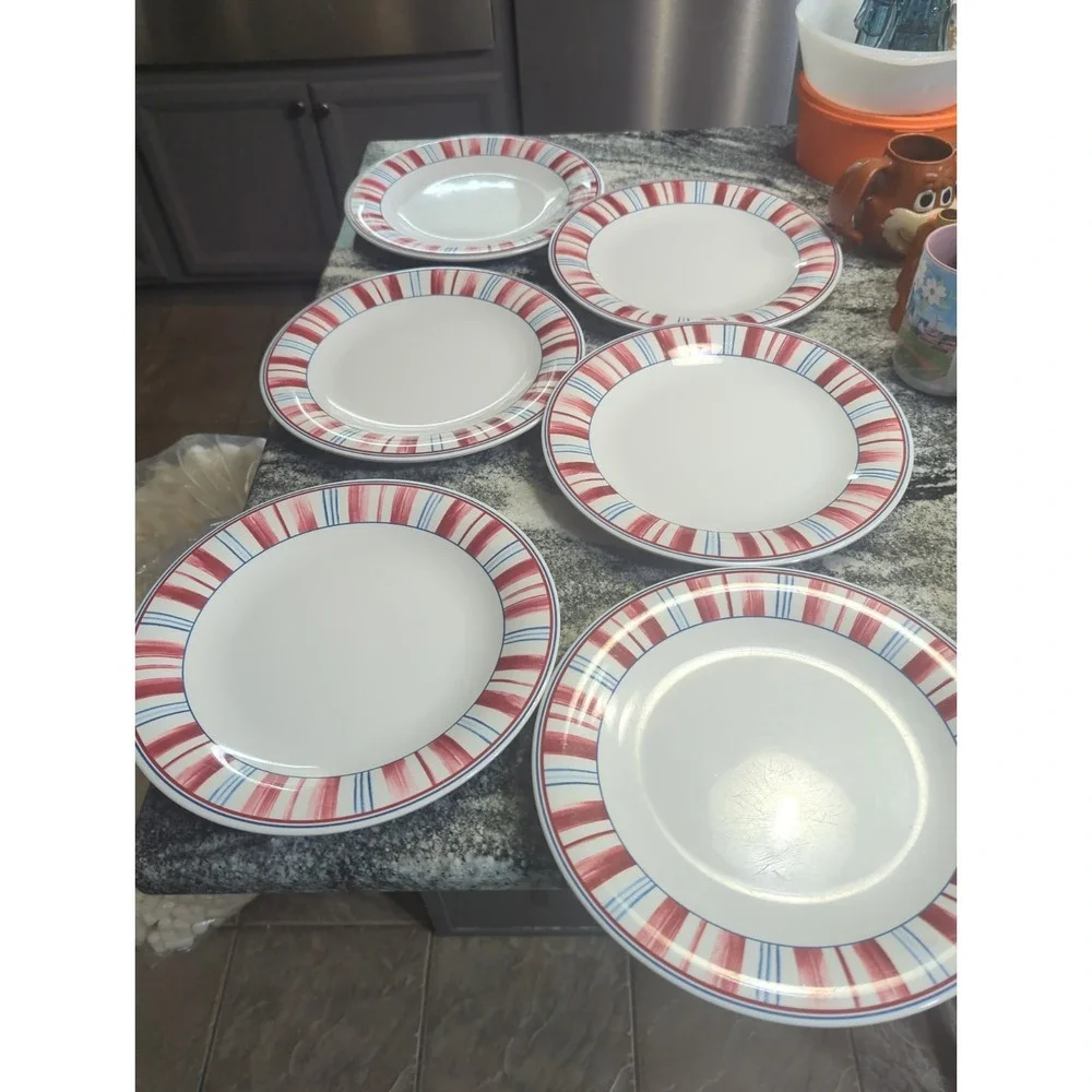 6 Vintage Longaberger STARS & STRIPES Dinner Plate 11